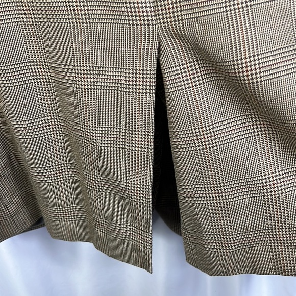 Jos A. Bank Wool Silk Blend Tan Brown Houndstooth Plaid Sports Coat Blazer 48R - Picture 9 of 15